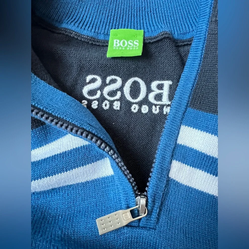Hugo Boss Quarter Zip cotton Sweater BMW Masters 2012 Blue Black Size S unisex